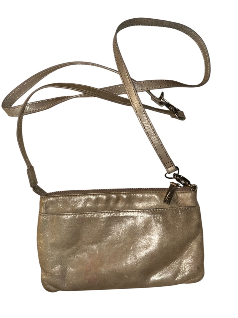 HOBO Spring Summer taupe khaki leather wristlet clutch wallet bag purse  9x5"